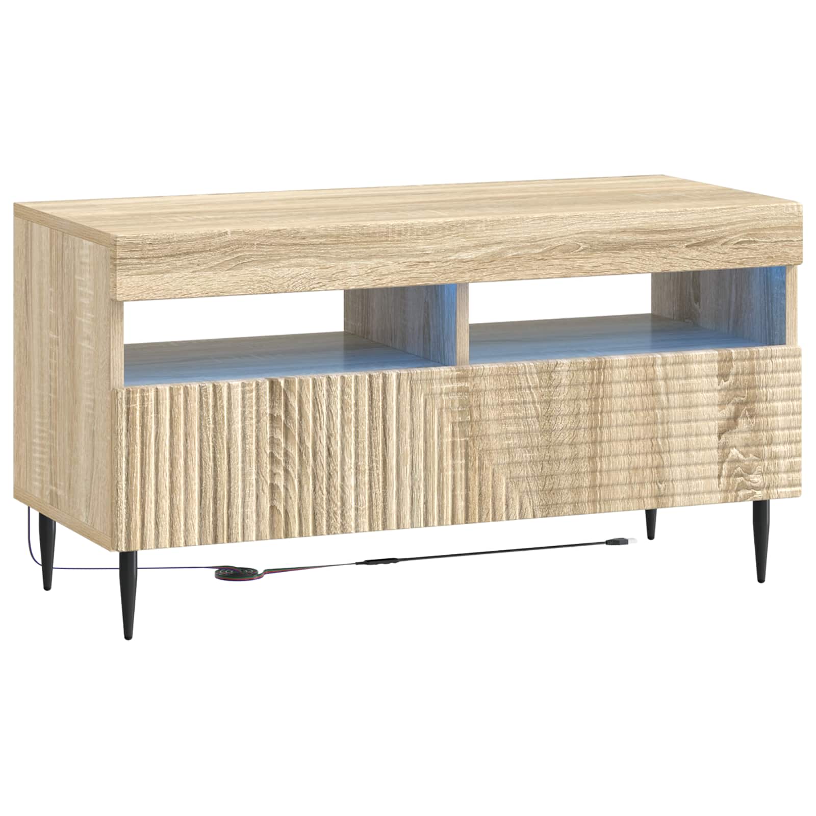3-teiliges LED TV Regal Sonoma-Eiche Holzwerkstoff