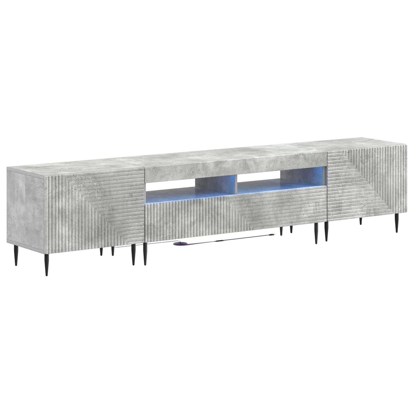 3-teiliges LED TV Regal Betongrau Holzwerkstoff