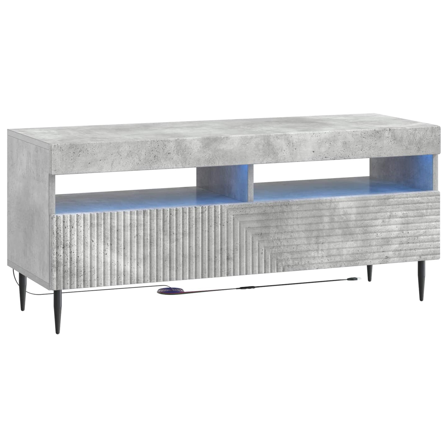 3-teiliges LED TV Regal Betongrau Holzwerkstoff