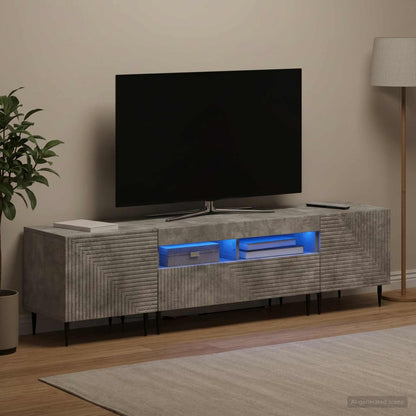 3-teiliges LED TV Regal Betongrau Holzwerkstoff