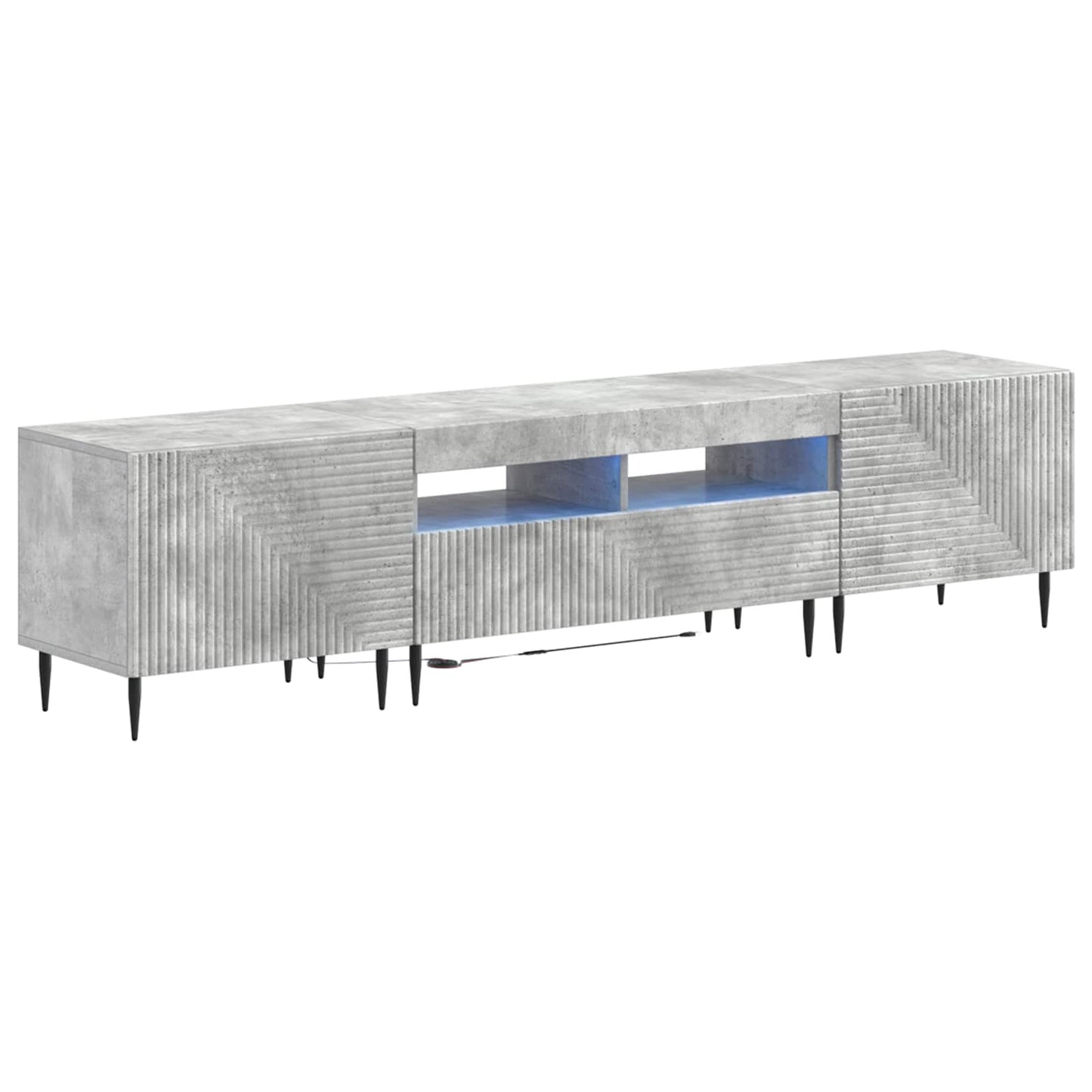 3-teiliges LED TV Regal Betongrau Holzwerkstoff