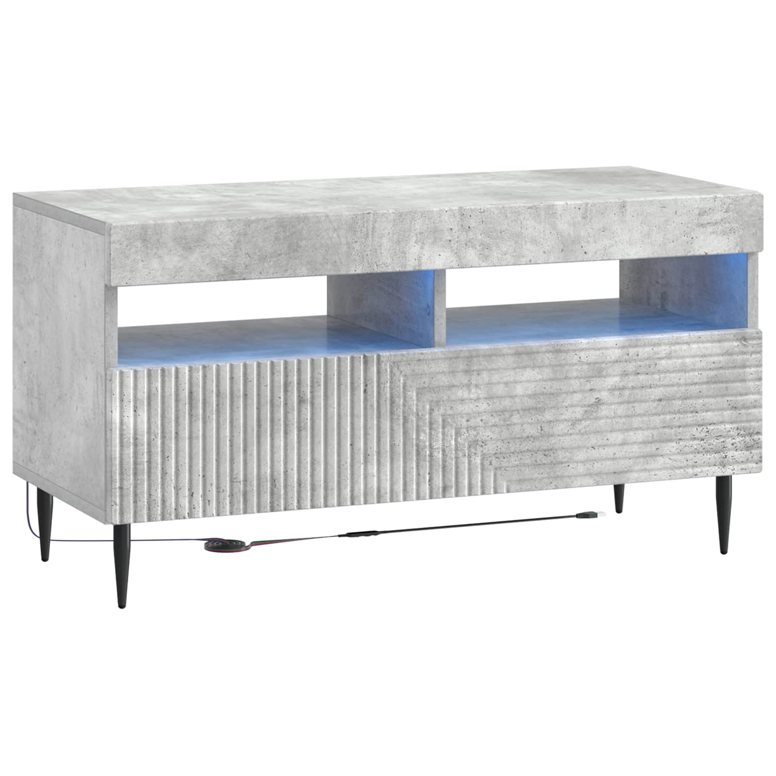 3-teiliges LED TV Regal Betongrau Holzwerkstoff