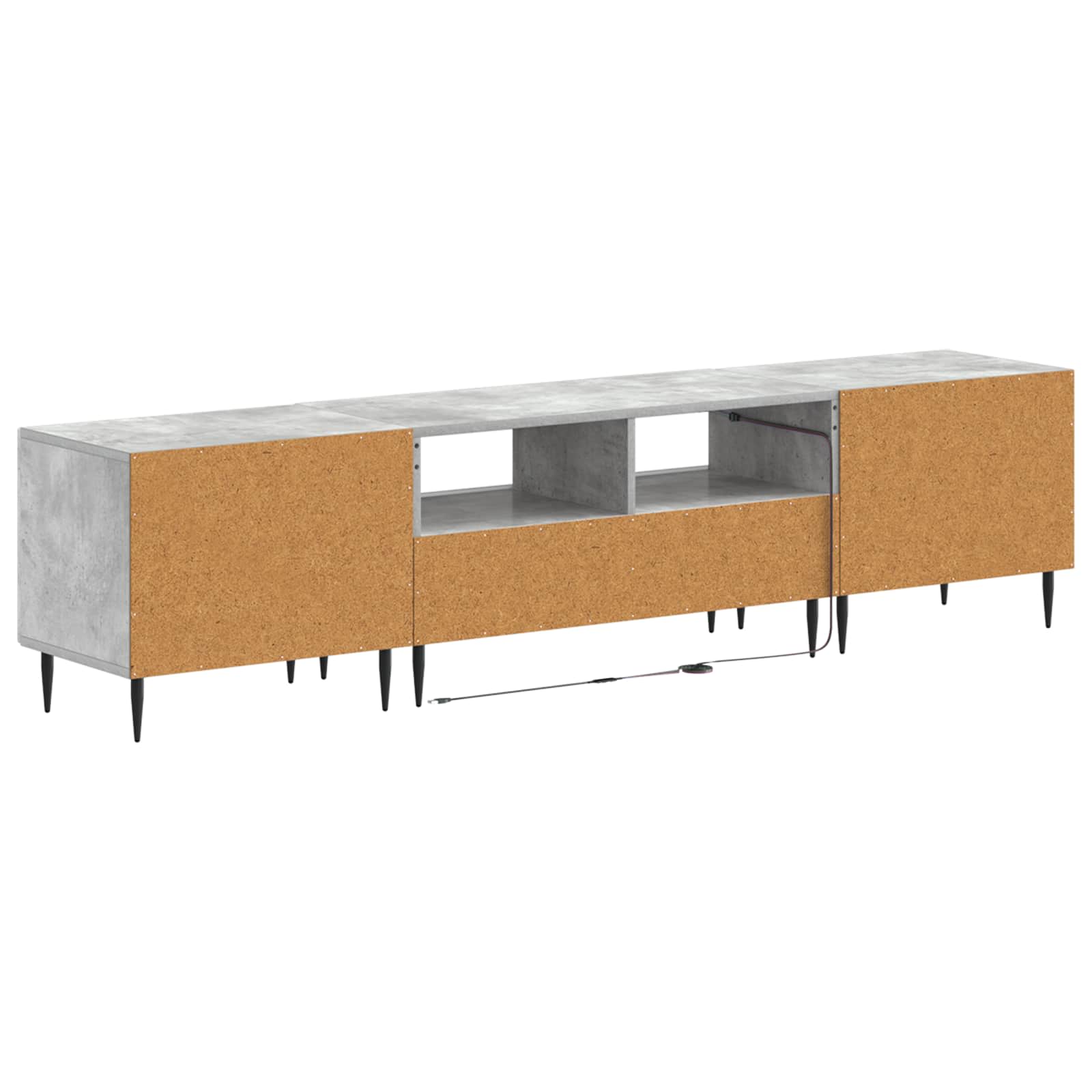 3-teiliges LED TV Regal Betongrau Holzwerkstoff