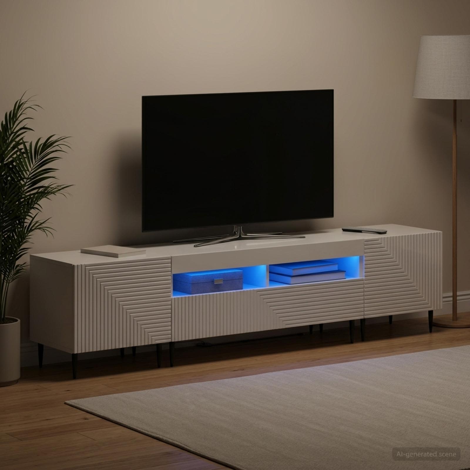 3-teiliges LED TV Regal Hochglanz Weiß Holzwerkstoff