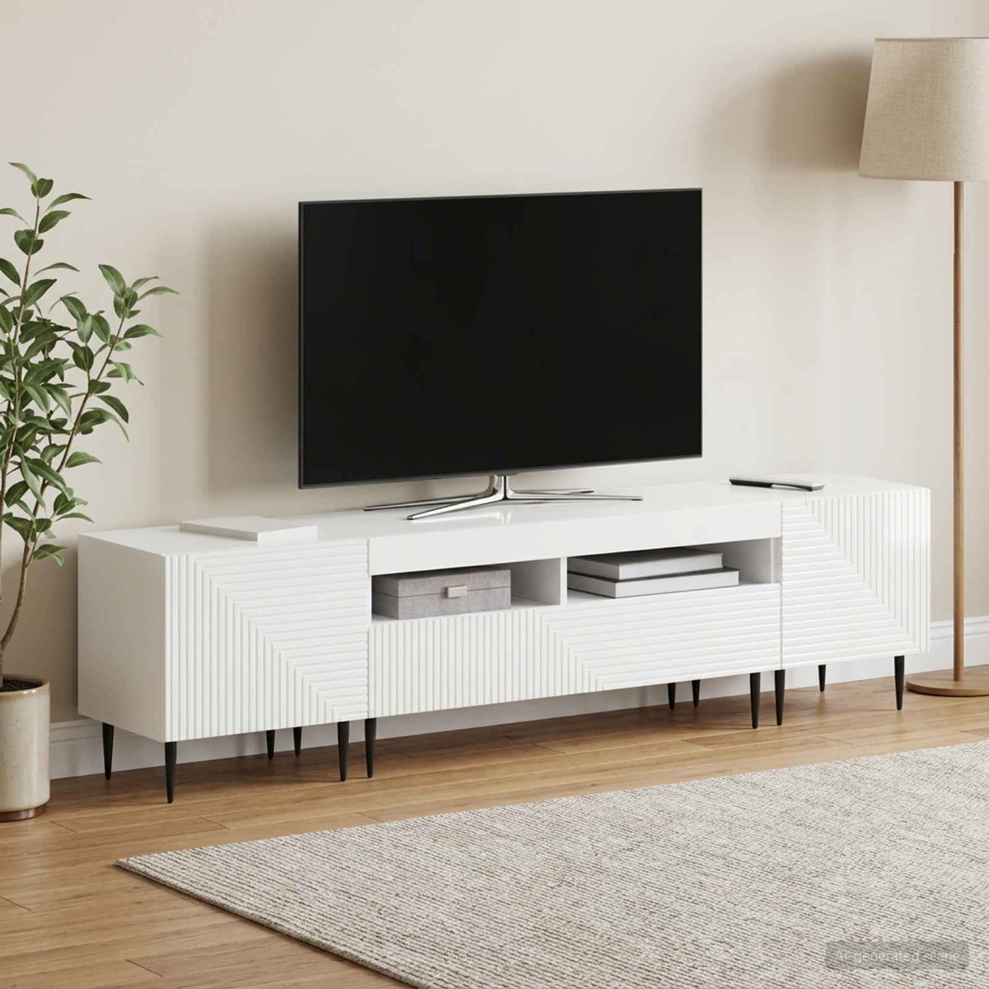 3-teiliges LED TV Regal Hochglanz Weiß Holzwerkstoff