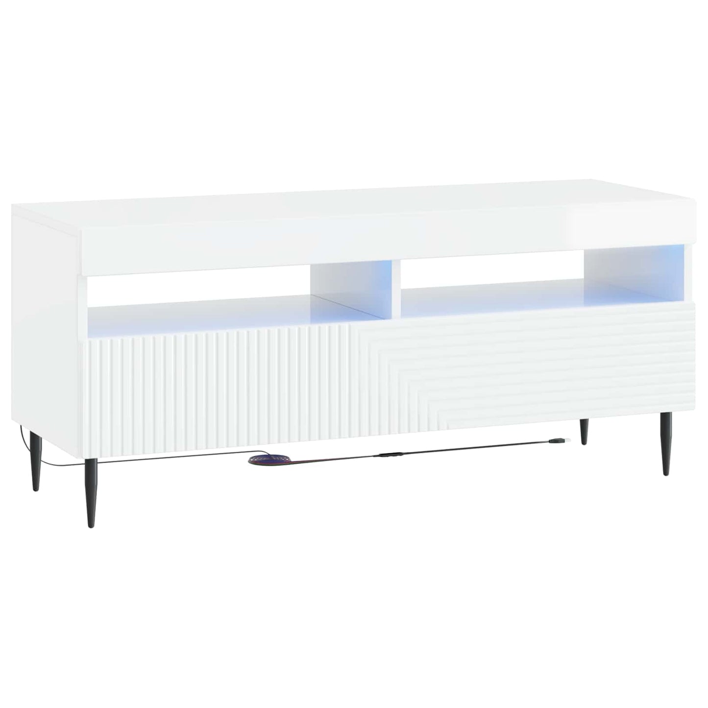 3-teiliges LED TV Regal Hochglanz Weiß Holzwerkstoff