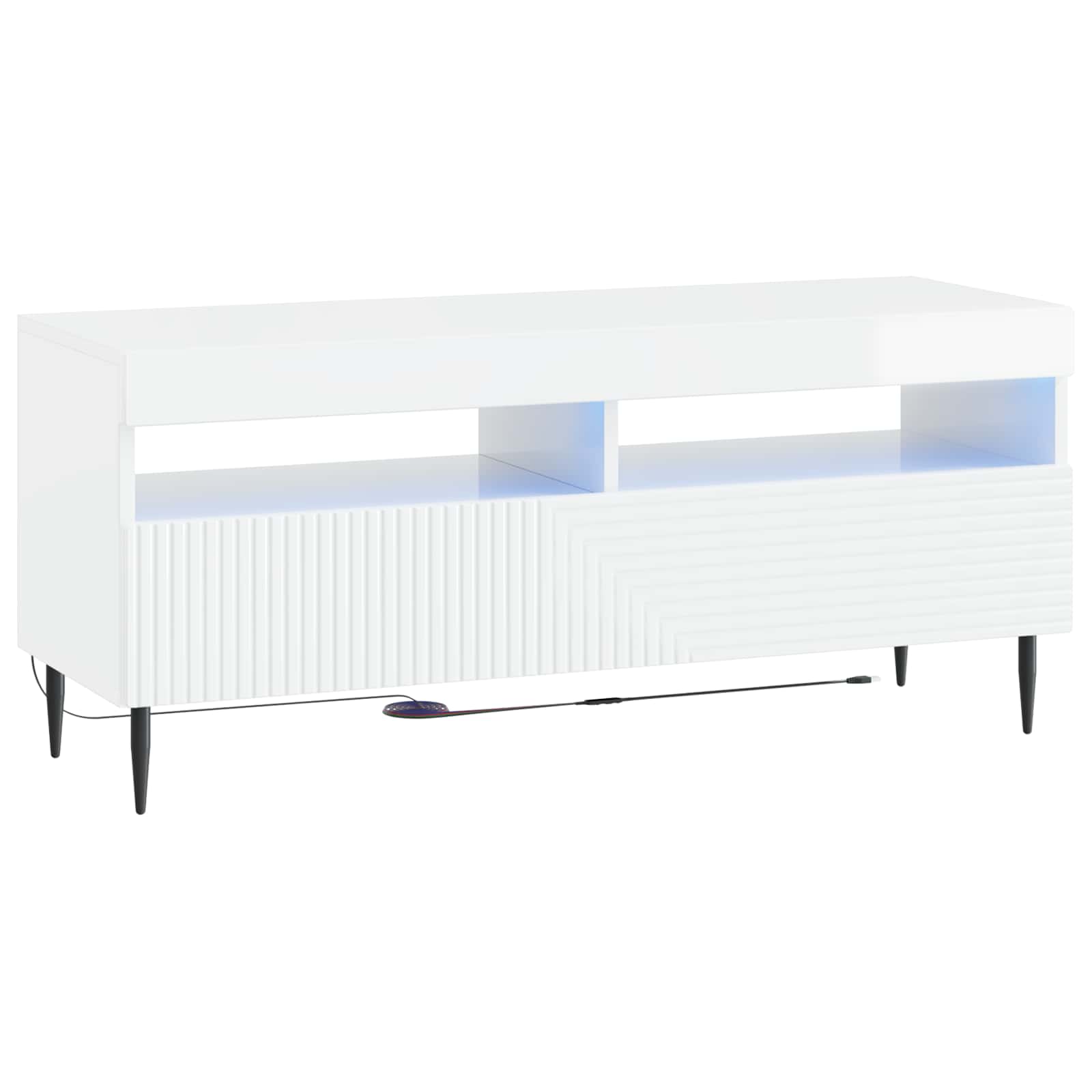 3-teiliges LED TV Regal Hochglanz Weiß Holzwerkstoff