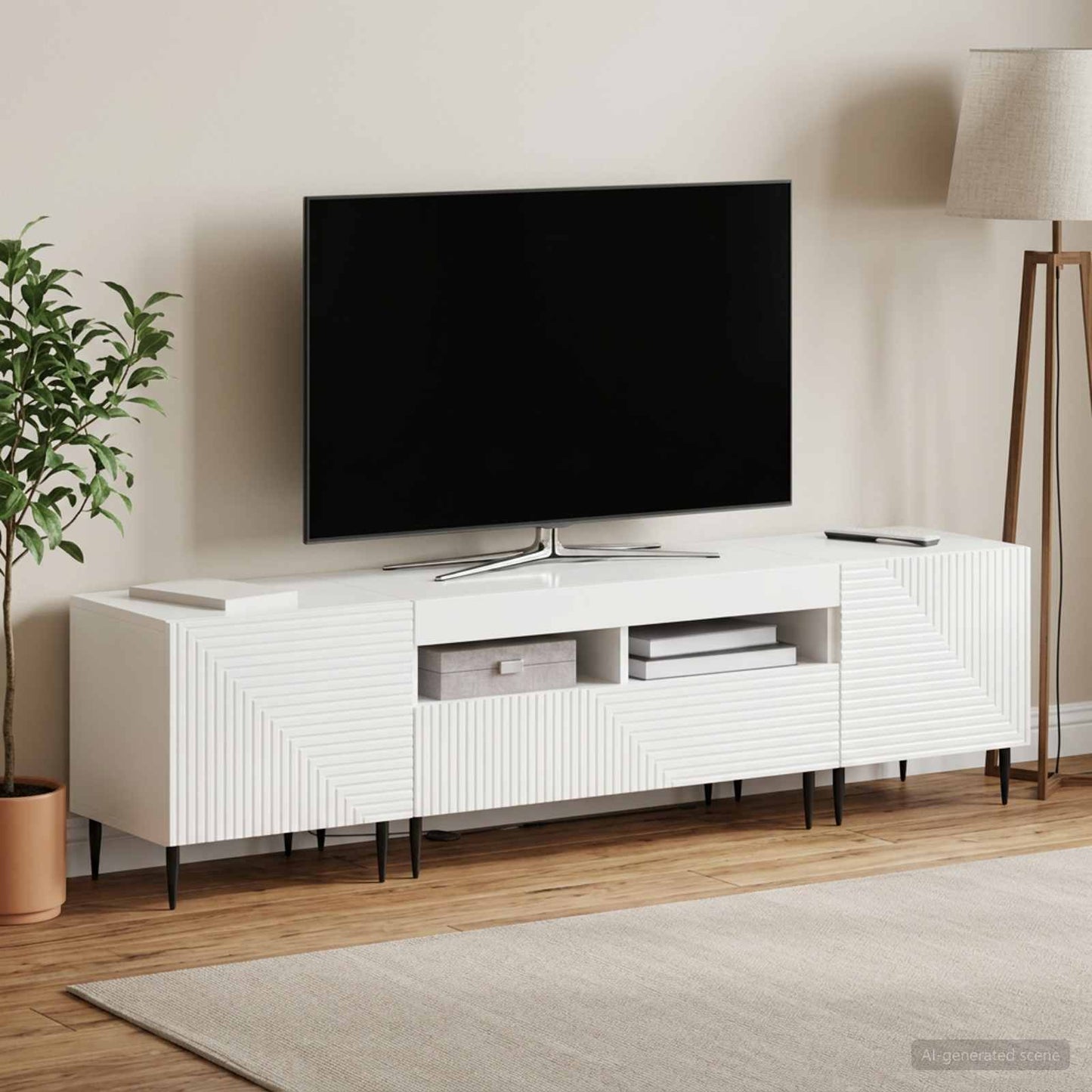 3-teiliges LED TV Regal Hochglanz Weiß Holzwerkstoff