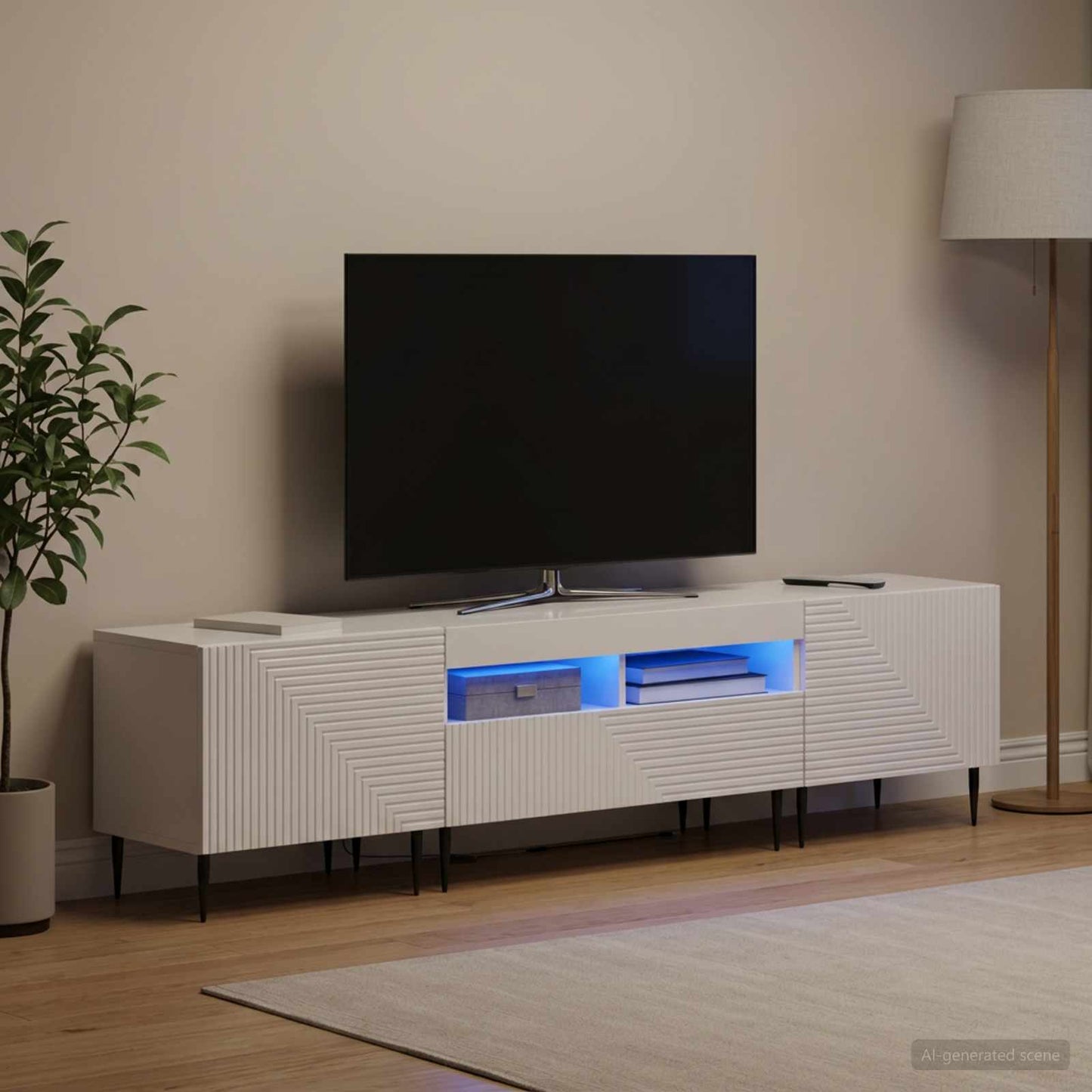 3-teiliges LED TV Regal Hochglanz Weiß Holzwerkstoff