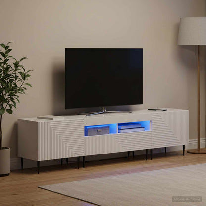 3-teiliges LED TV Regal Hochglanz Weiß Holzwerkstoff