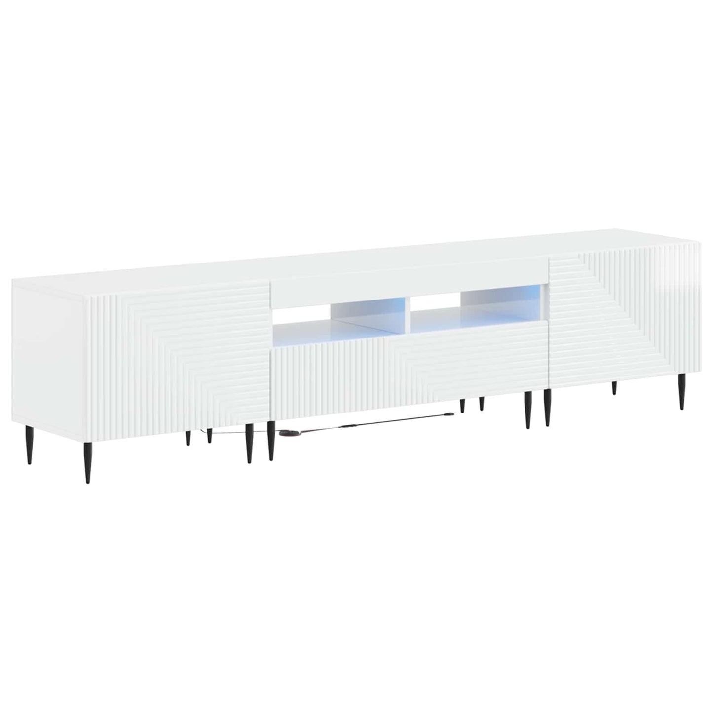 3-teiliges LED TV Regal Hochglanz Weiß Holzwerkstoff