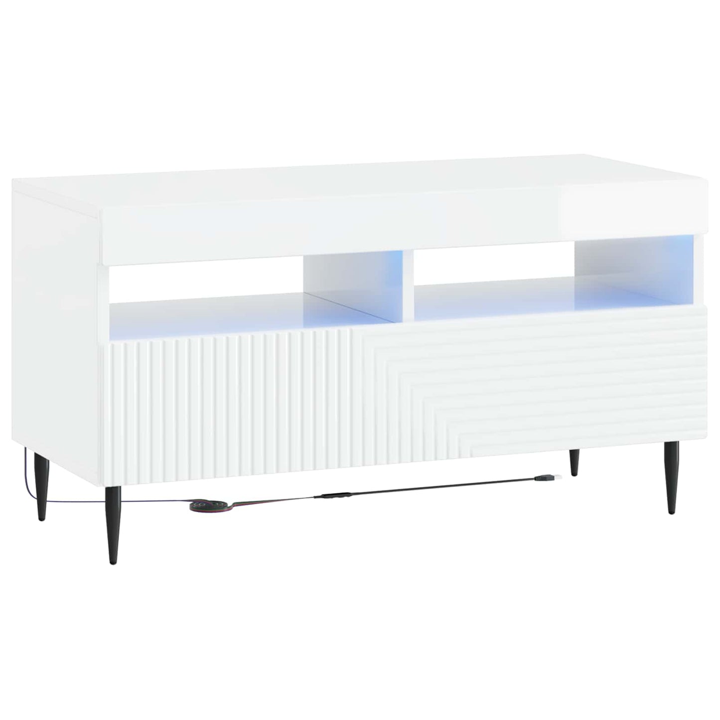 3-teiliges LED TV Regal Hochglanz Weiß Holzwerkstoff