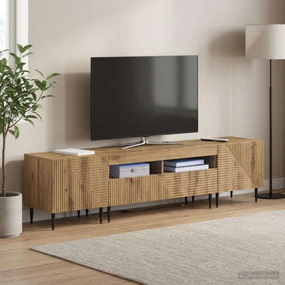3-teiliges LED TV Regal Artisan-Eiche Holzwerkstoff