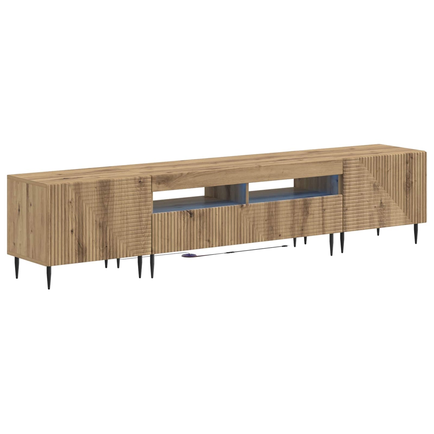 3-teiliges LED TV Regal Artisan-Eiche Holzwerkstoff