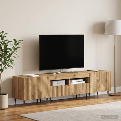 3-teiliges LED TV Regal Artisan-Eiche Holzwerkstoff