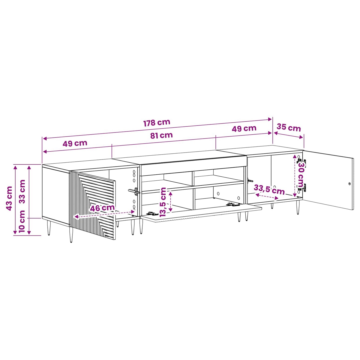 3-teiliges LED TV Regal Artisan-Eiche Holzwerkstoff