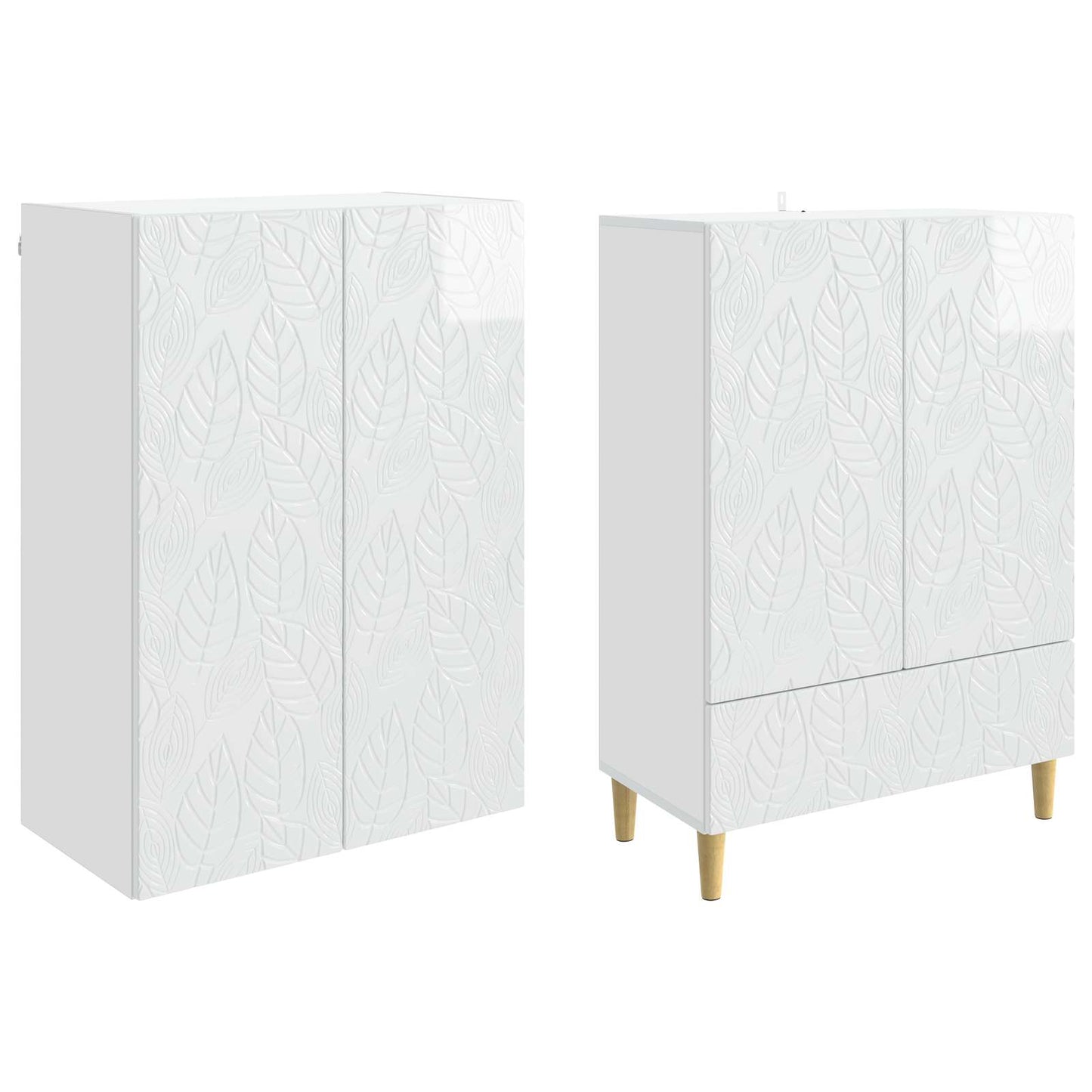 Schrankset 2 pcs Hochglanz Weiß Holzwerkstoff
