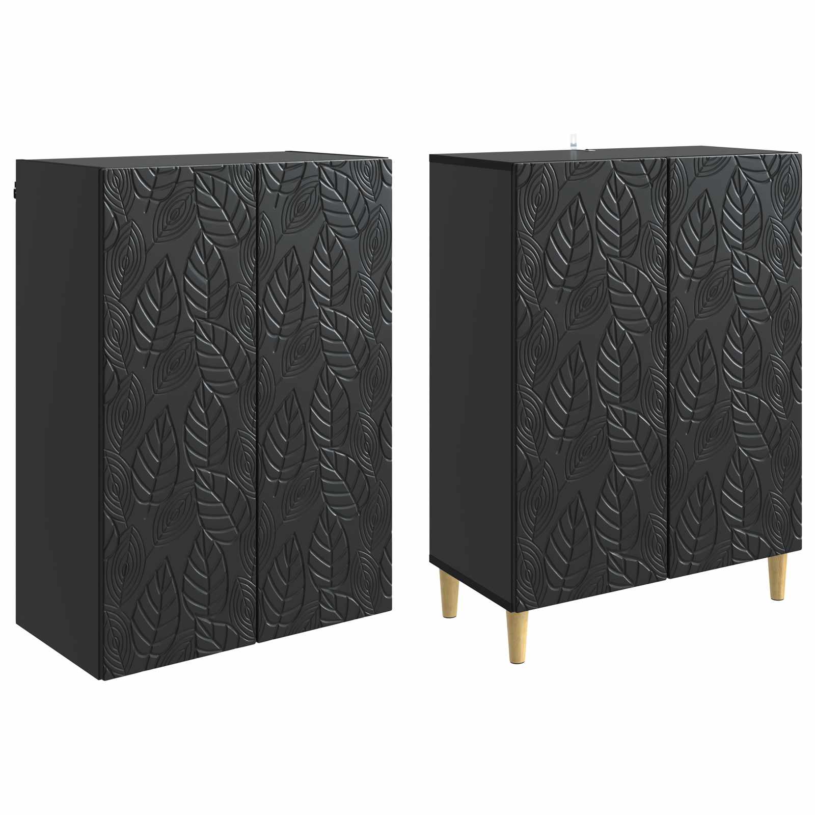 Schrankset 2 pcs Schwarz Holzwerkstoff