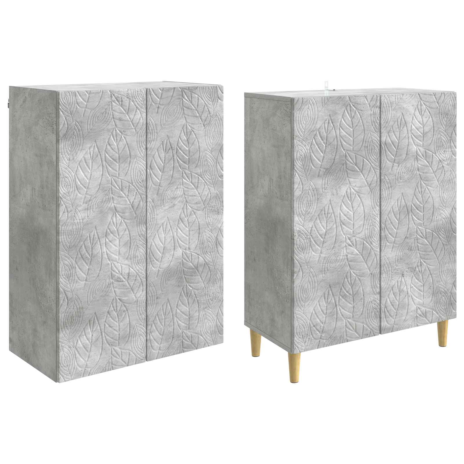 Schrankset 2 pcs Betongrau Holzwerkstoff