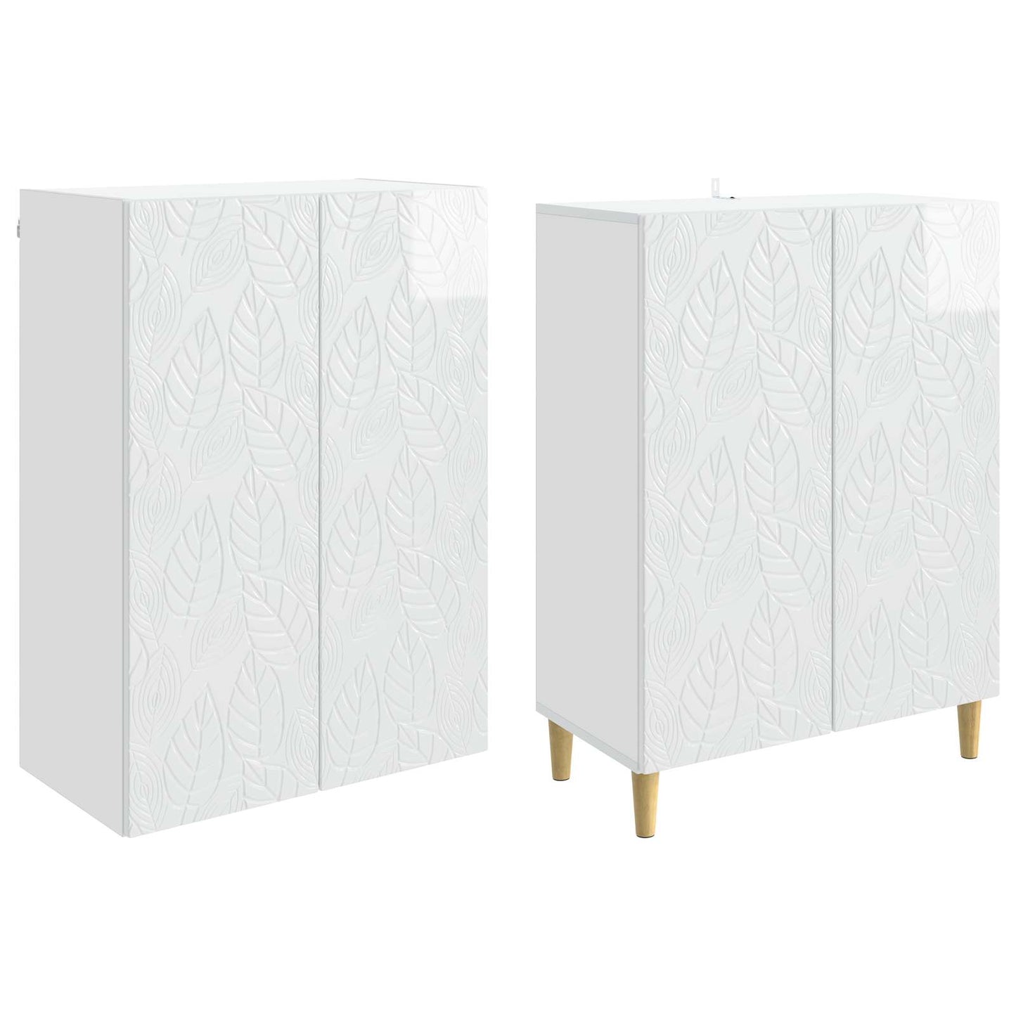 Schrankset 2 pcs Hochglanz Weiß Holzwerkstoff