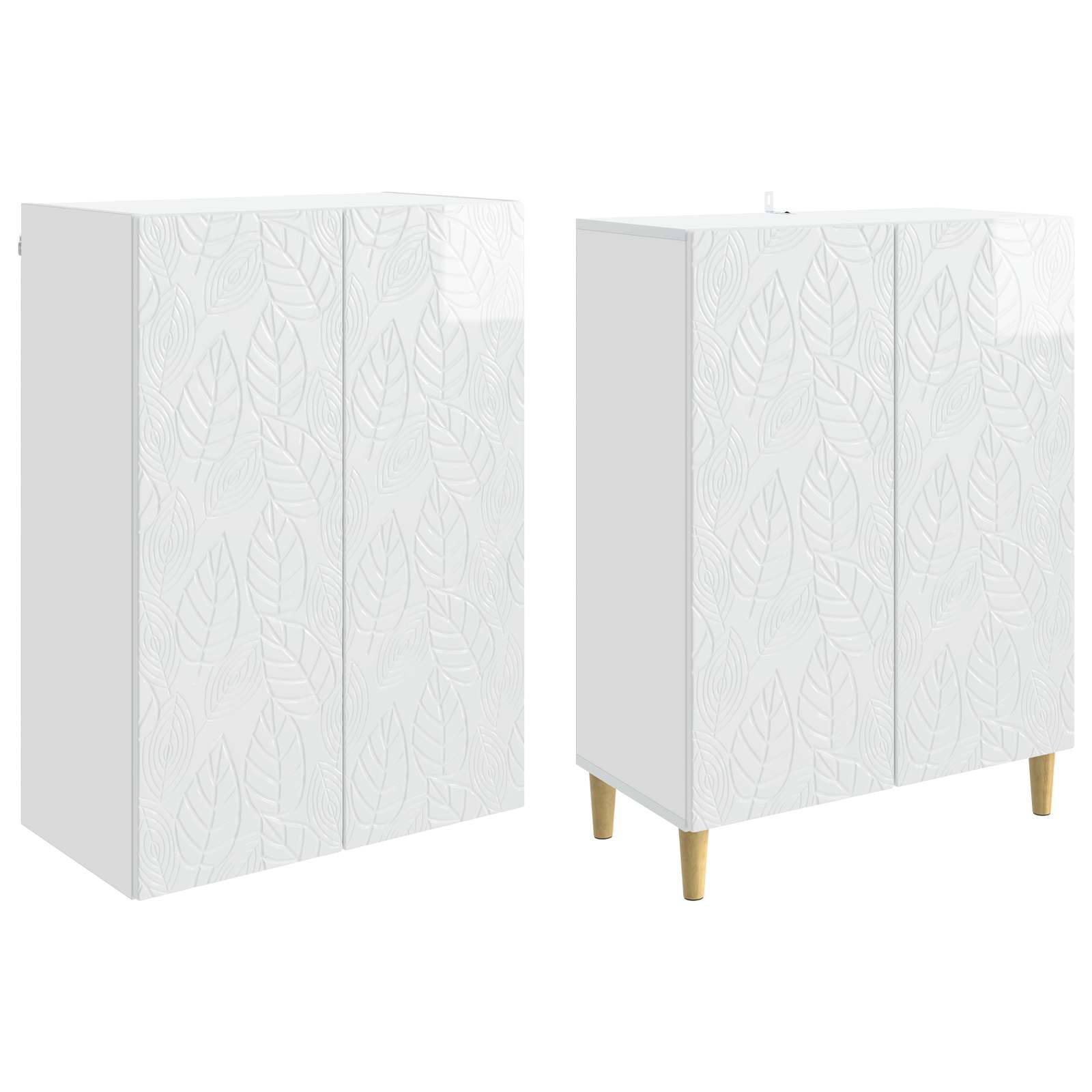 Schrankset 2 pcs Hochglanz Weiß Holzwerkstoff