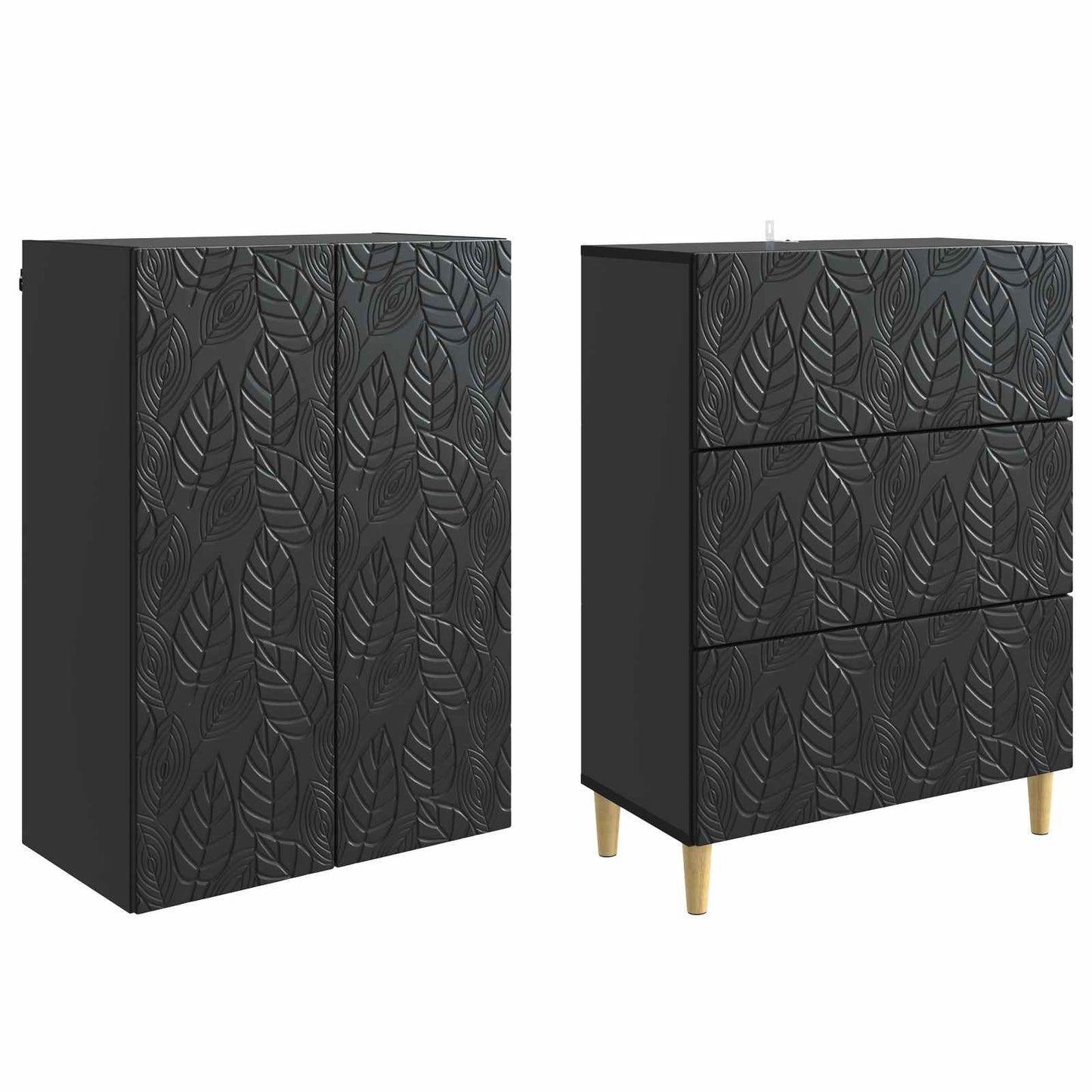 Schrankset 2 pcs Schwarz 66 x 34,5 x 90 cm Holzwerkstoff