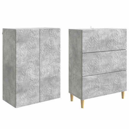 Schrankset 2 stk. 66 x 34,5 x 90 cm Holzwerkstoff Betongrau