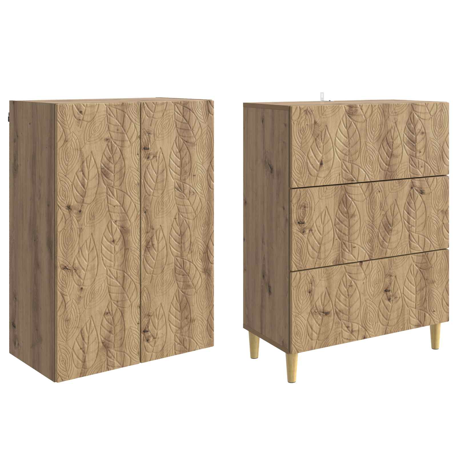 Schrankset 2 stk. 66 x 34,5 x 90 cm Holzwerkstoff Artisan-Eiche
