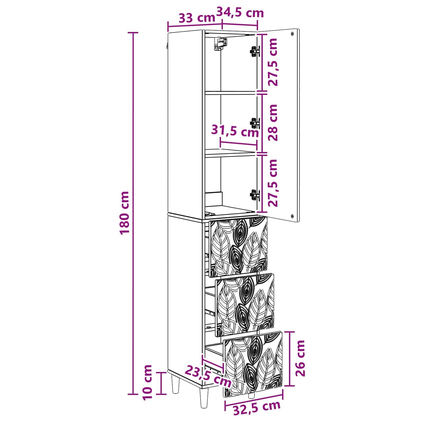 Schrankset 2 stk. 33 x 34,5 x 90 cm Holzwerkstoff Sonoma-Eiche