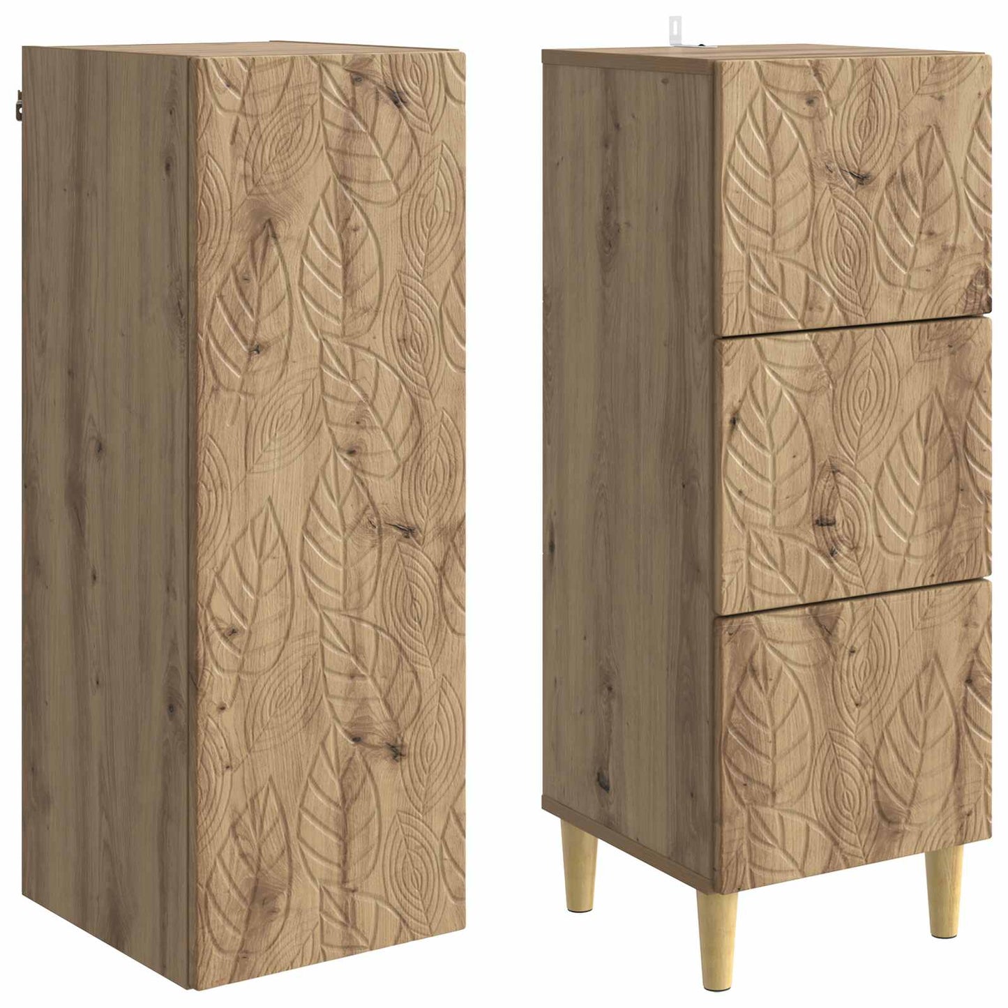 Schrankset 2 stk. 33 x 34,5 x 90 cm Holzwerkstoff Artisan-Eiche