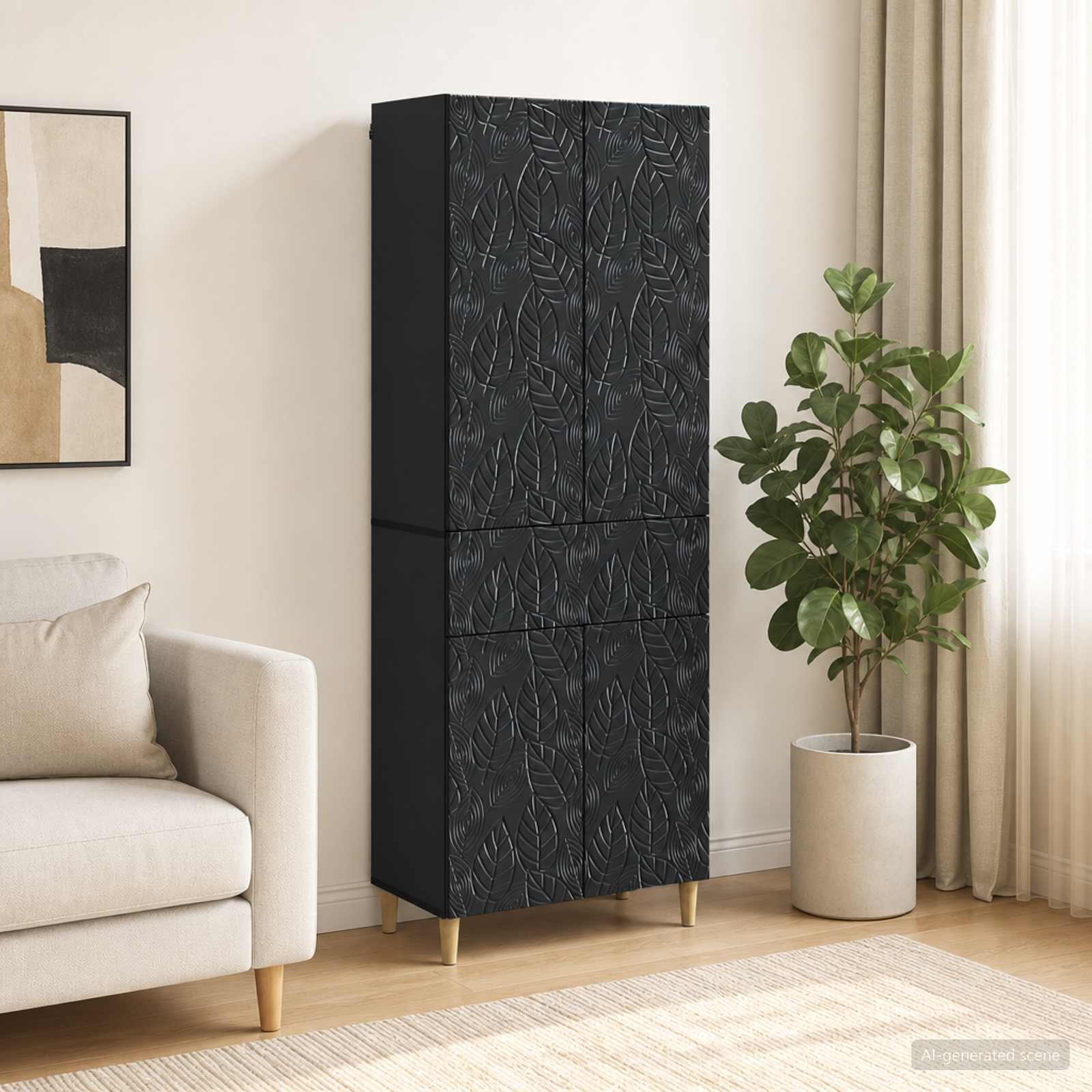 Schrankset 2 pcs Schwarz Holzwerkstoff
