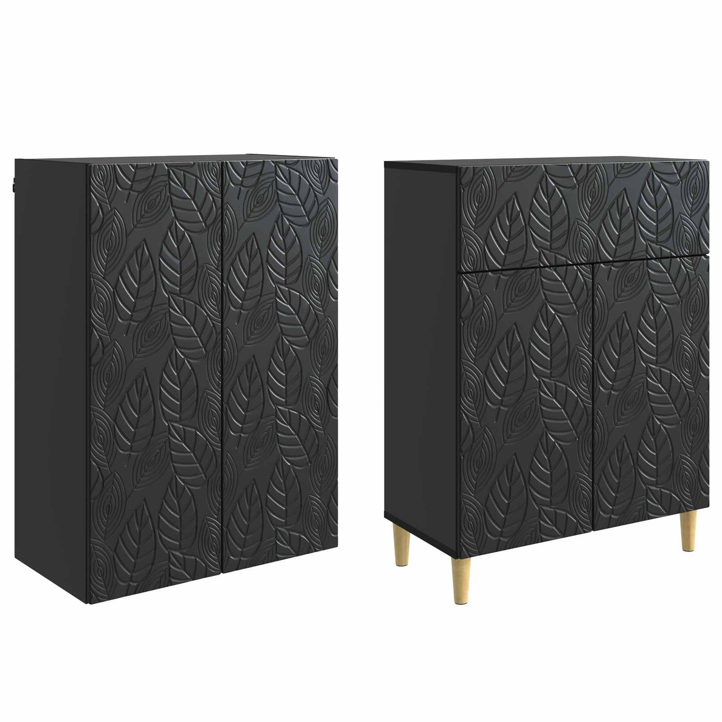 Schrankset 2 pcs Schwarz Holzwerkstoff