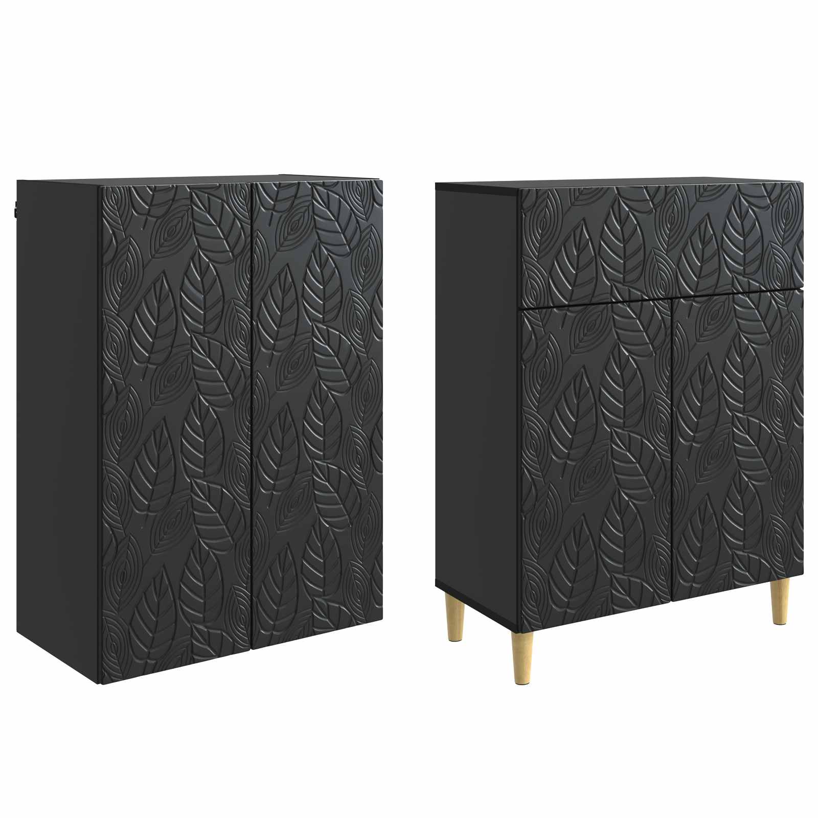 Schrankset 2 pcs Schwarz Holzwerkstoff