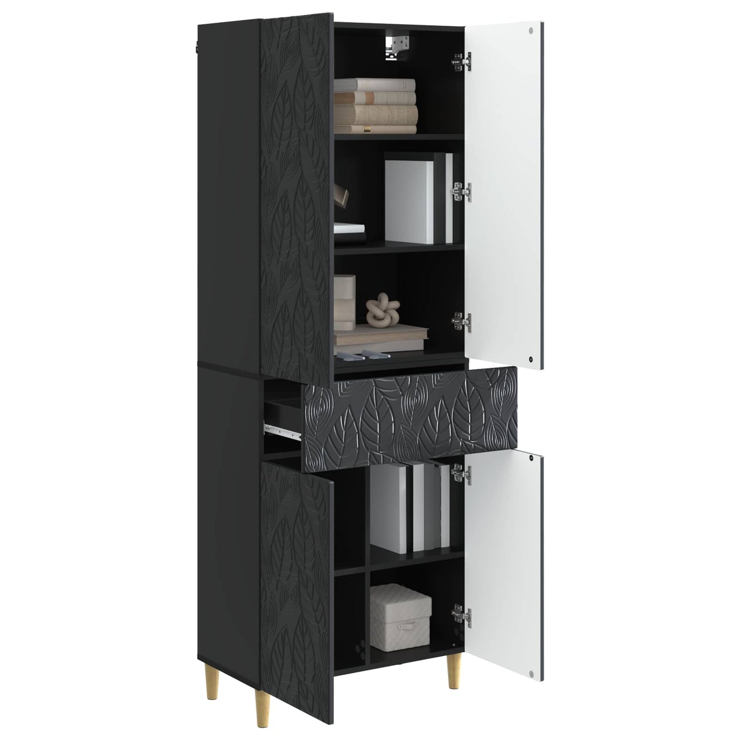 Schrankset 2 pcs Schwarz Holzwerkstoff