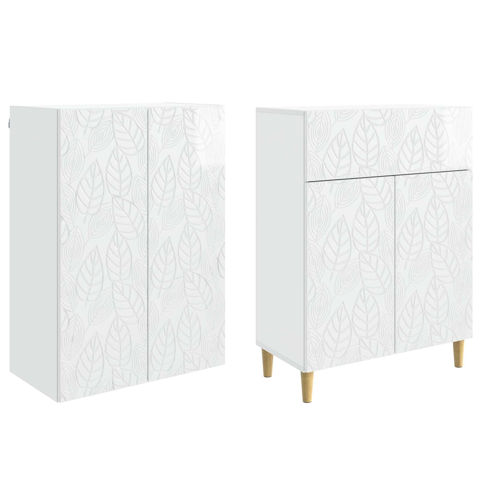 Schrankset 2 pcs Hochglanz Weiß Holzwerkstoff