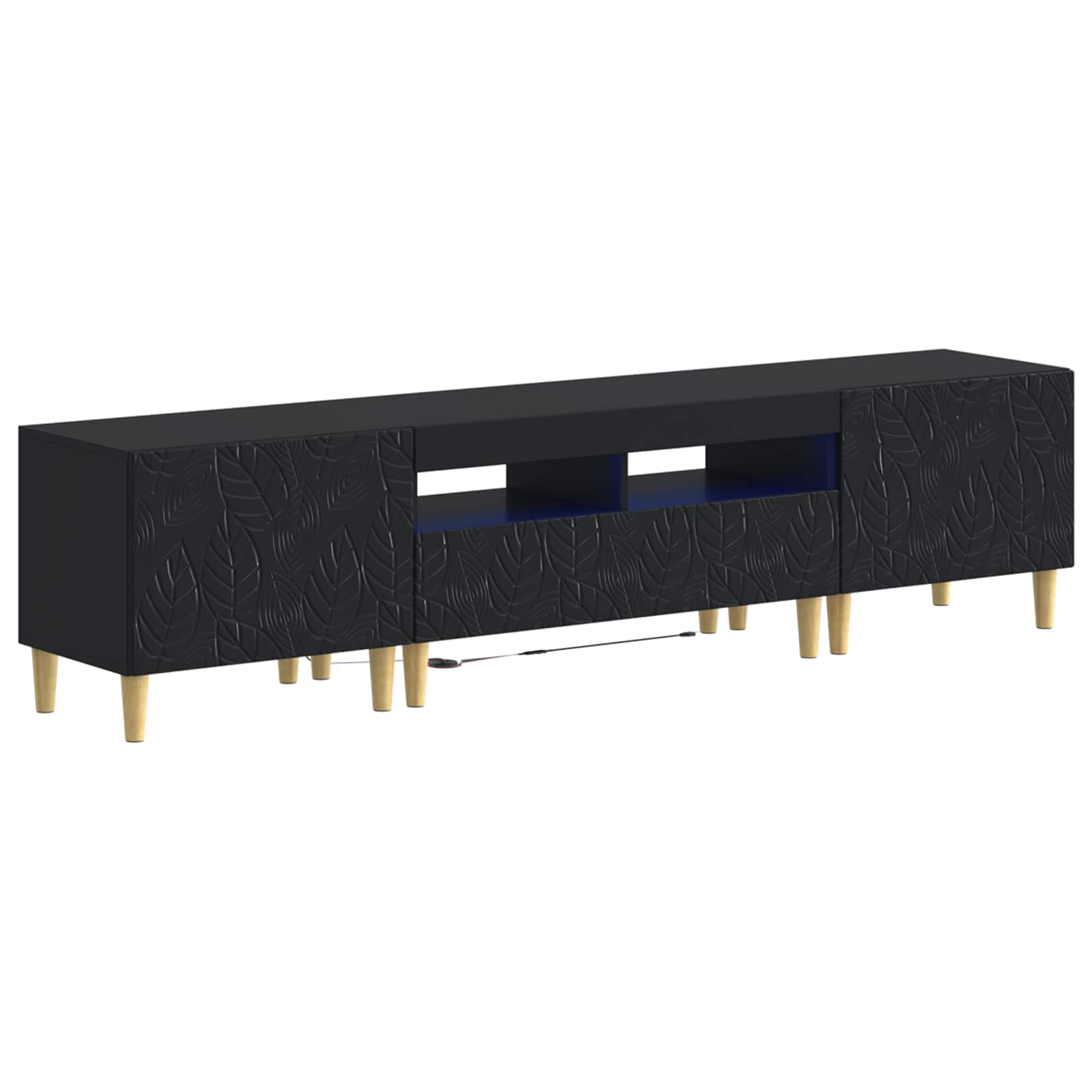 5-teiliges LED TV Schrank Schwarz Holzwerkstoff