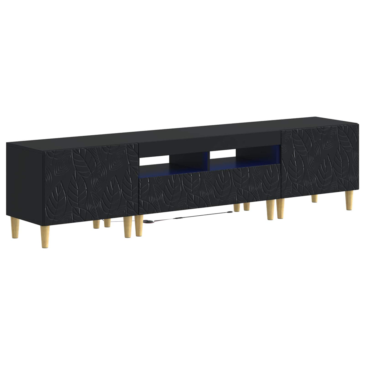 3-teiliges LED TV Regal DELFT Schwarz Holzwerkstoff
