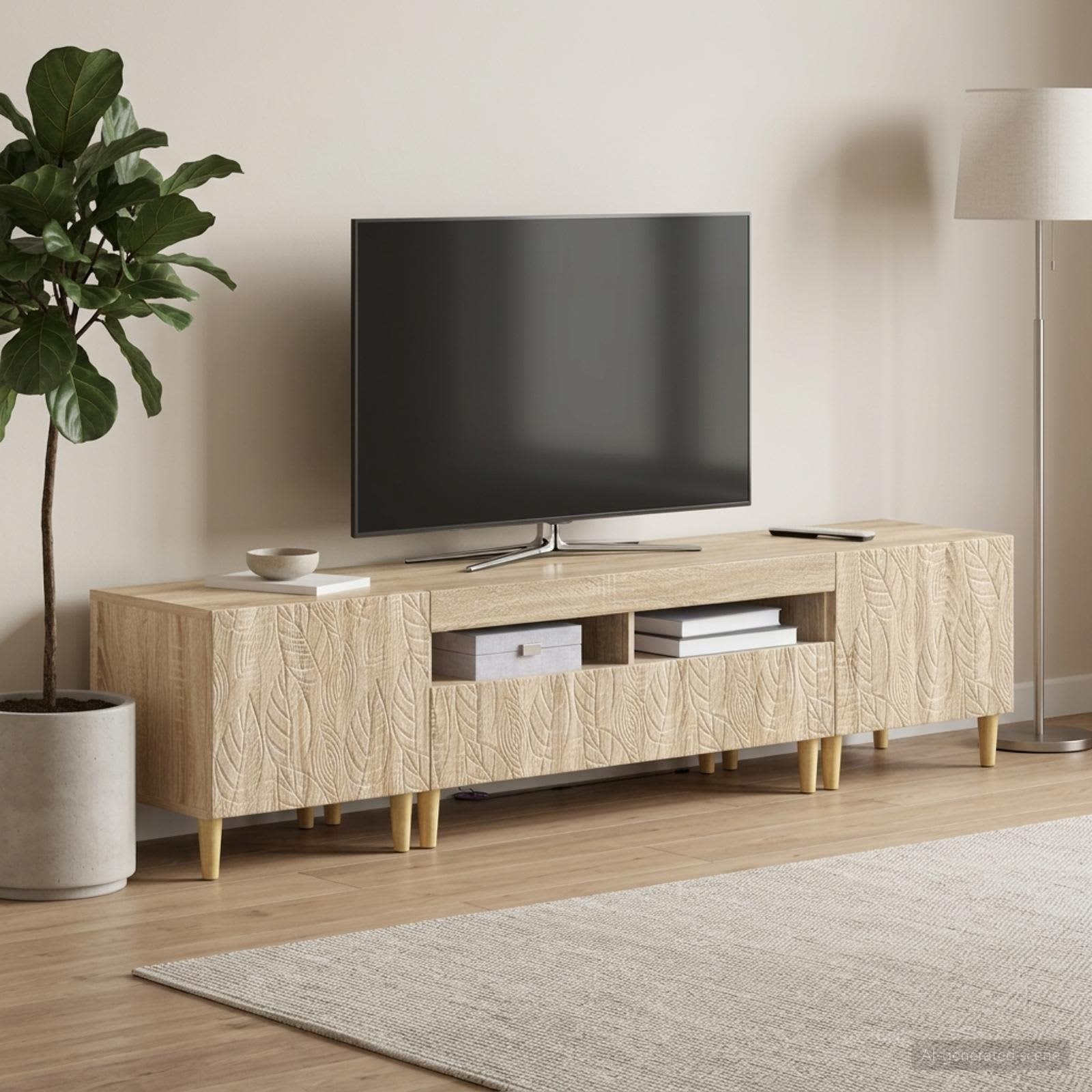 5-teiliges LED TV Schrank Sonoma-Eiche Holzwerkstoff