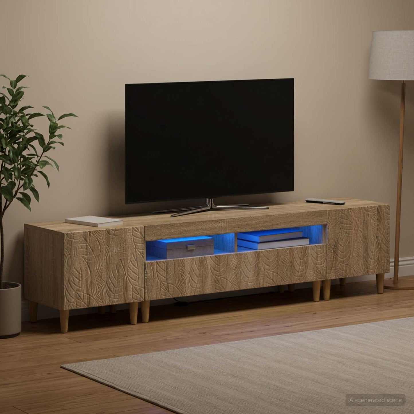 5-teiliges LED TV Schrank Sonoma-Eiche Holzwerkstoff