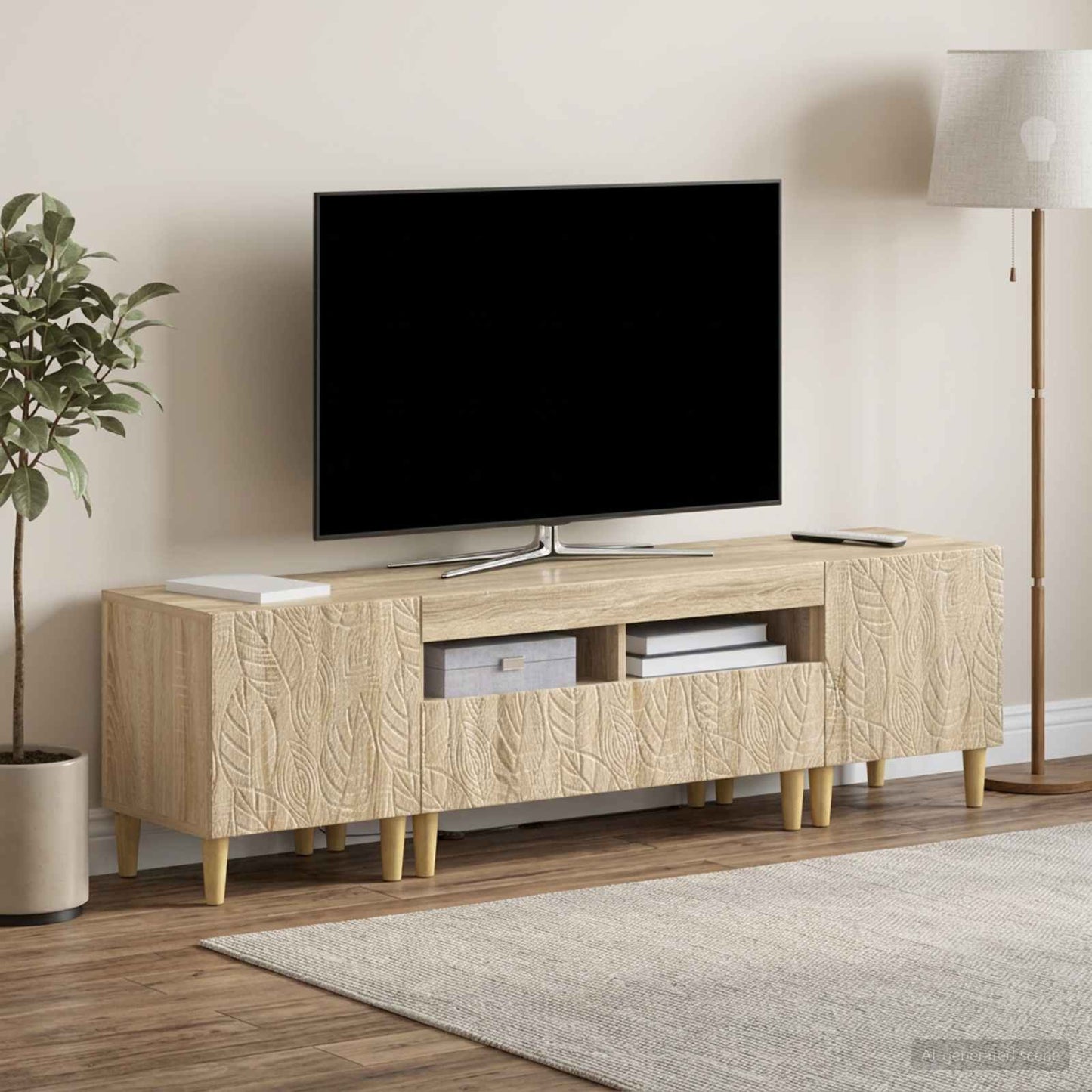 5-teiliges LED TV Schrank Sonoma-Eiche Holzwerkstoff
