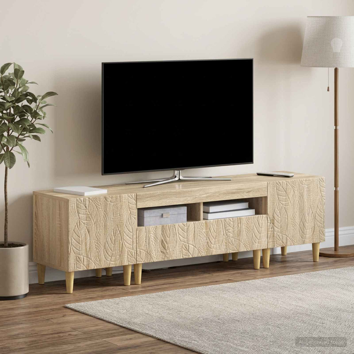 3-teiliges LED TV Regal DELFT Sonoma-Eiche Holzwerkstoff