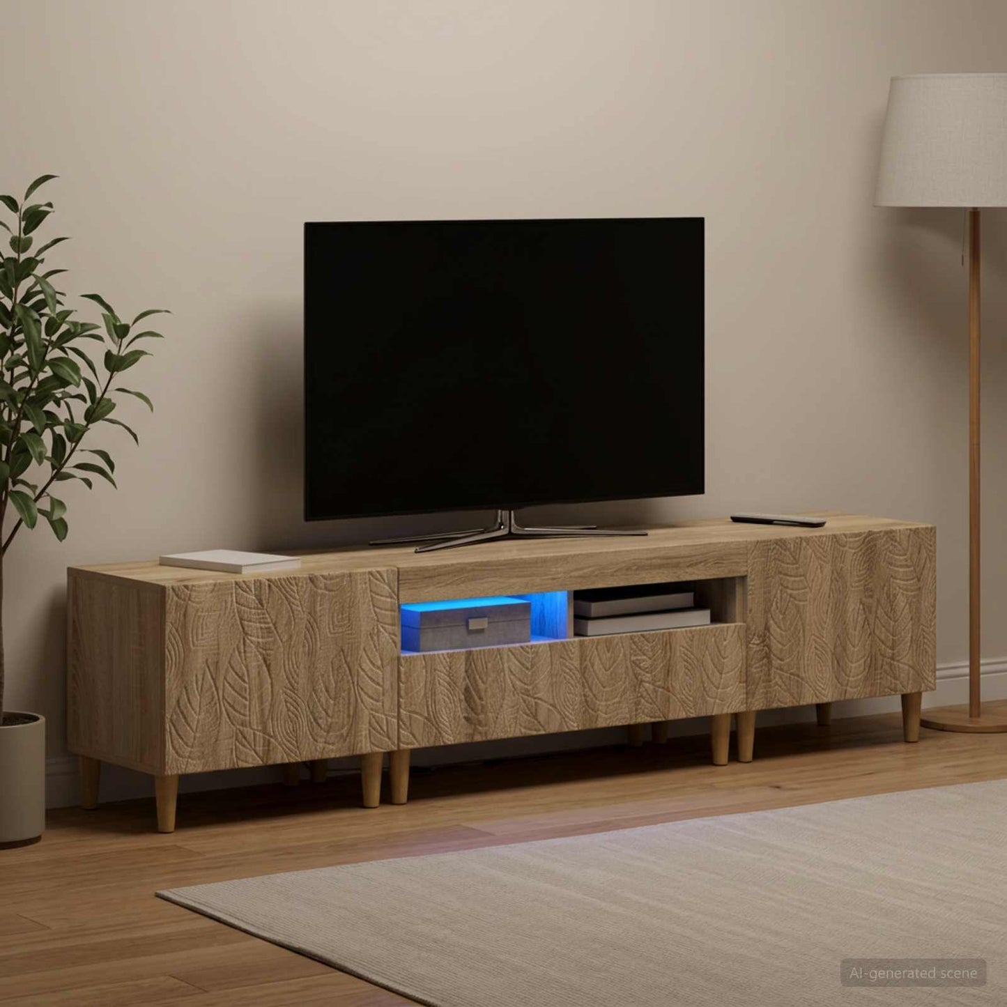 5-teiliges LED TV Schrank Sonoma-Eiche Holzwerkstoff