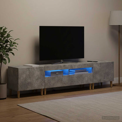 3-teiliges LED TV Regal DELFT Betongrau Holzwerkstoff