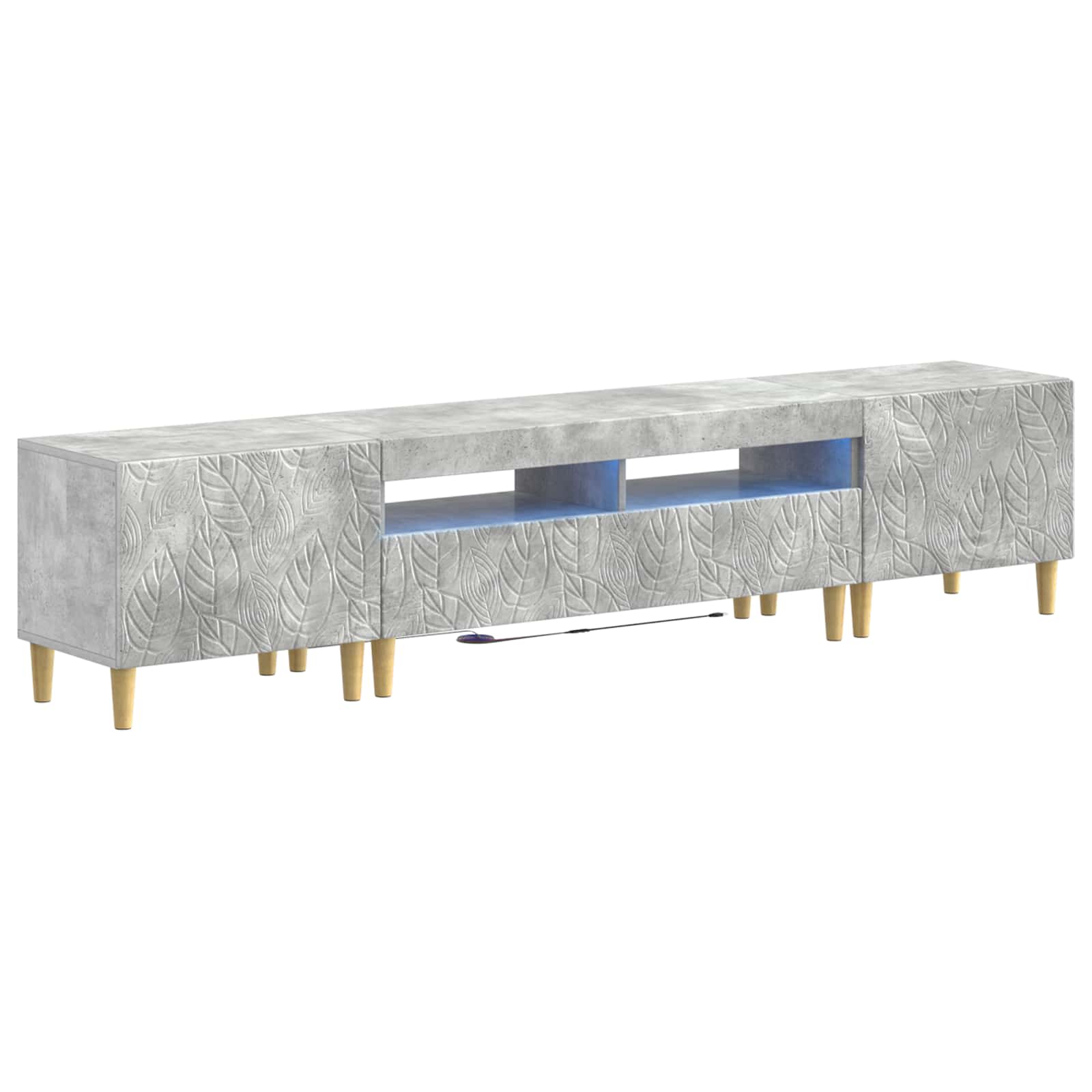 5-teiliges LED TV Schrank Betongrau Holzwerkstoff