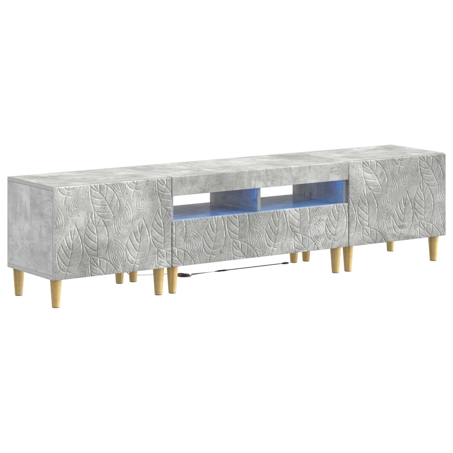 5-teiliges LED TV Schrank Betongrau Holzwerkstoff