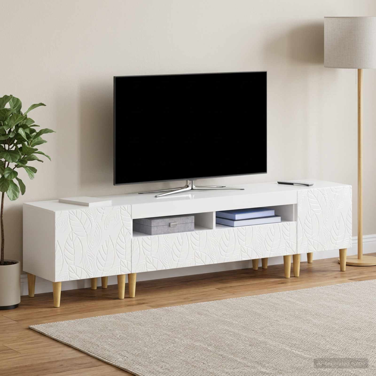 5-teiliges LED TV Schrank Hochglanz Weiß Holzwerkstoff