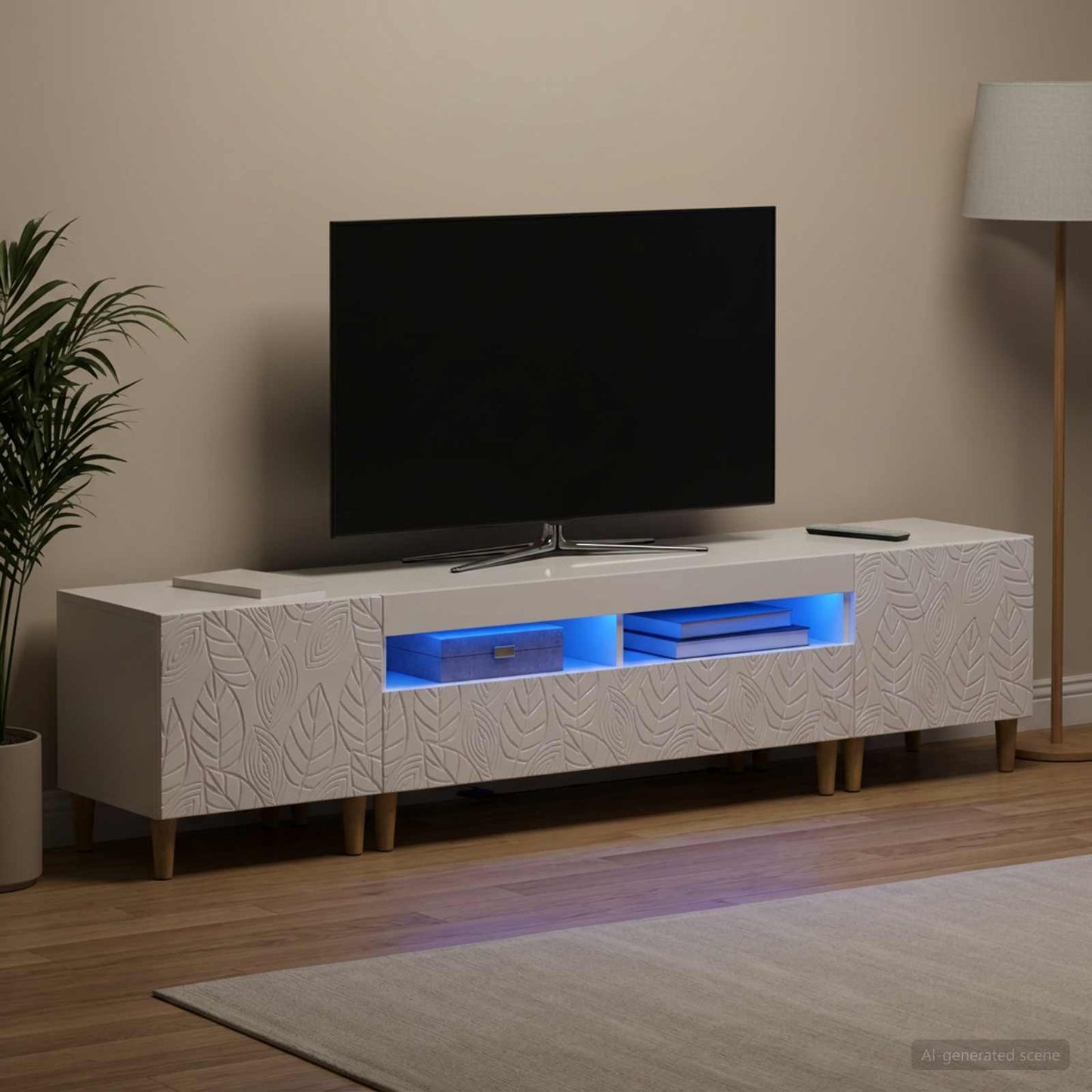 5-teiliges LED TV Schrank Hochglanz Weiß Holzwerkstoff