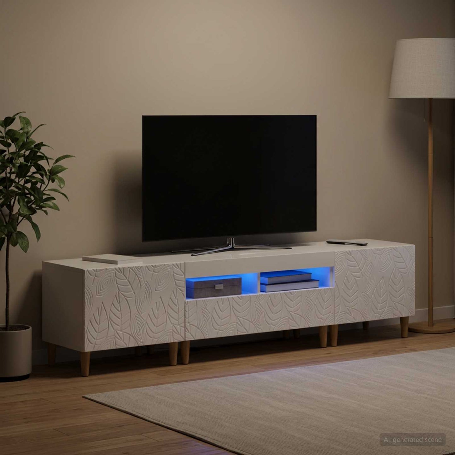 5-teiliges LED TV Schrank Hochglanz Weiß Holzwerkstoff
