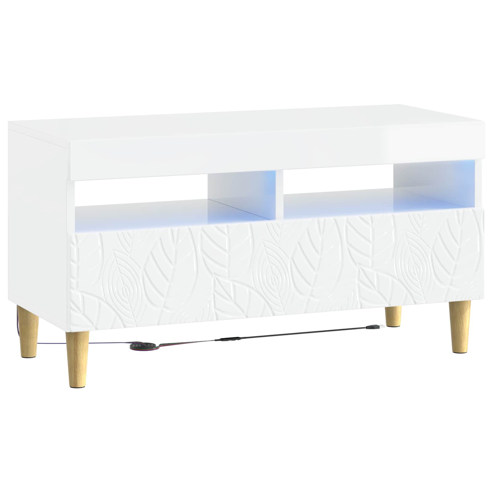5-teiliges LED TV Schrank Hochglanz Weiß Holzwerkstoff