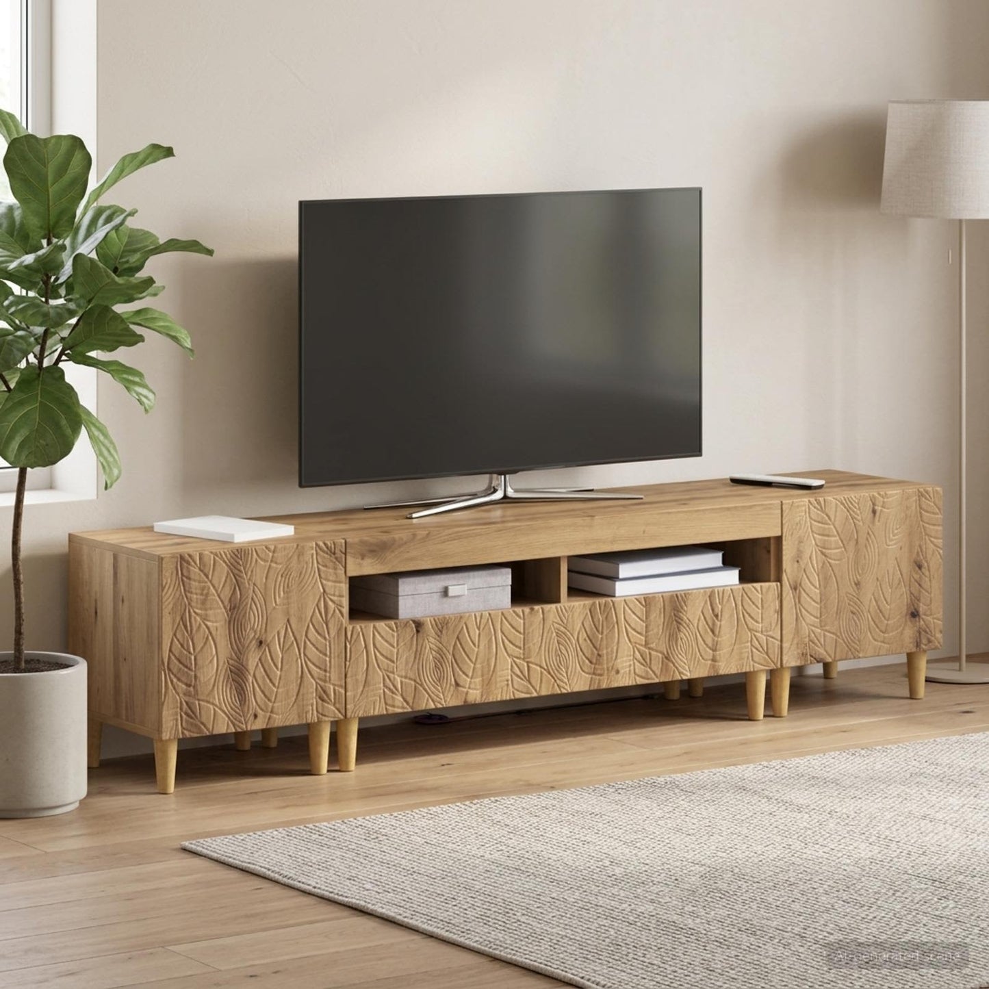 5-teiliges LED TV Schrank Artisan-Eiche Holzwerkstoff